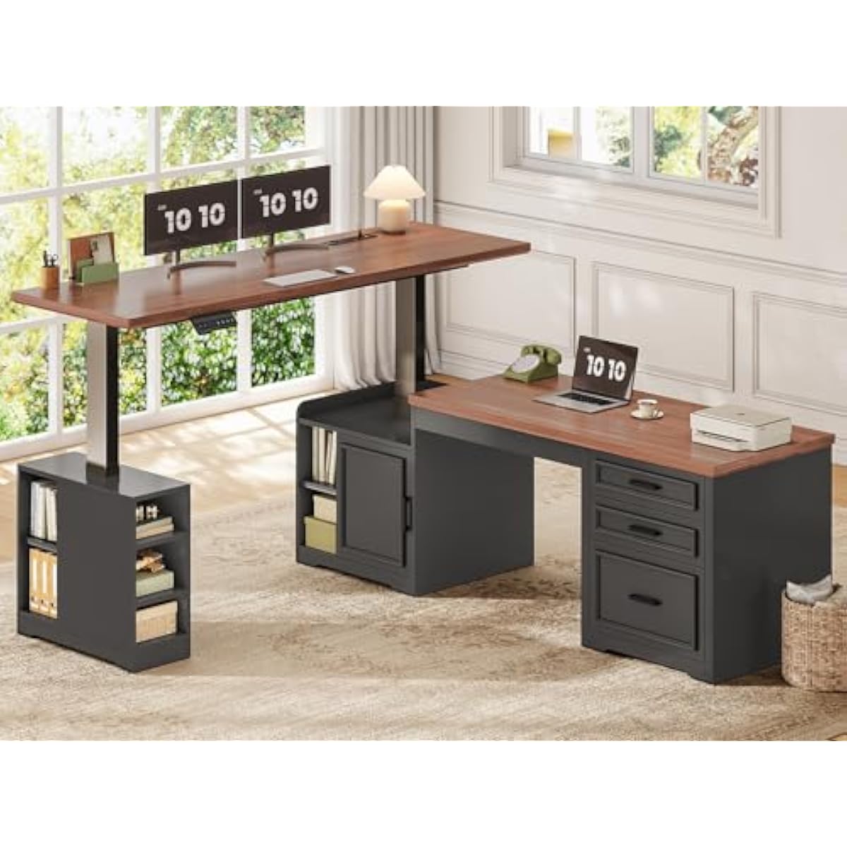 Desk Setup L Shaped - Mesa elétrica ajustável em formato de
