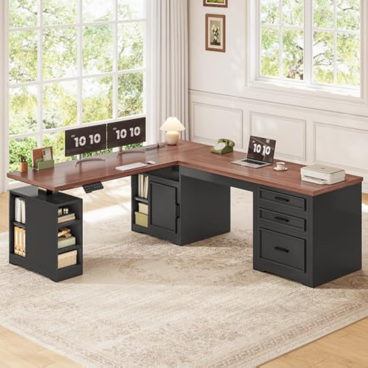 Mesa elétrica ajustável em for - Desk Setup L Shaped avaliação e preço