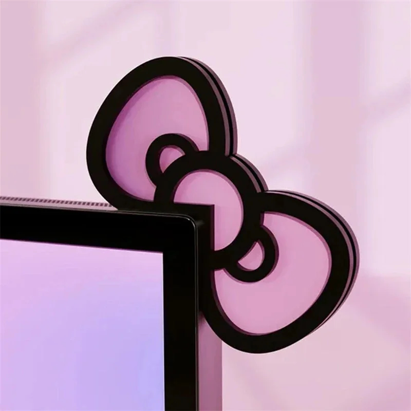 Kawaii rosa acrílico arco moni - Setup Desk Monitor avaliação e preço